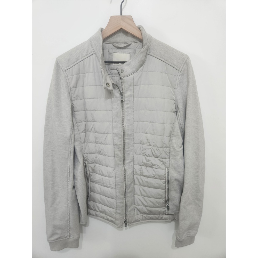 Calvin Klein Jeans Gray Quilted Mixed Media Two Way Zip Jacket XL